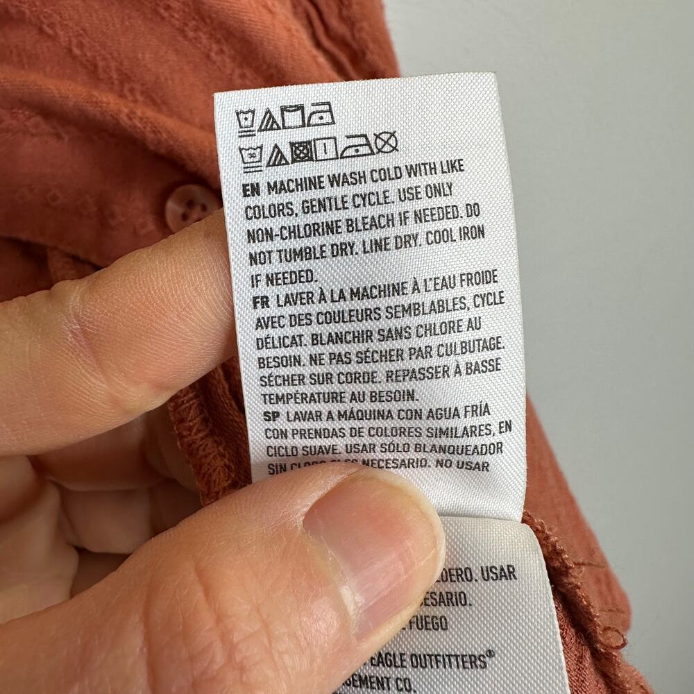 American Eagle Rust Orange Perfect Button-Up Shirt - image 8